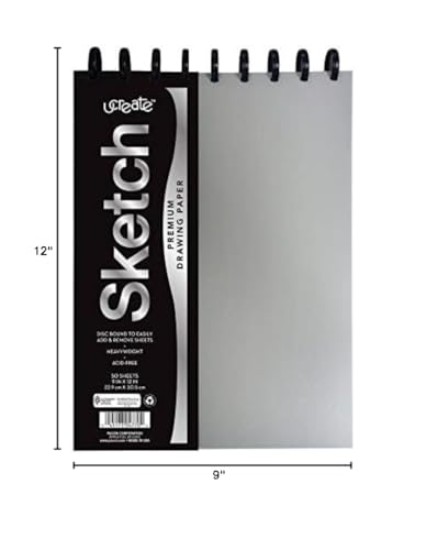 UCreate Poly Cover Sketch Book, Heavyweight, 6" x 9", Black, 75 Sheets