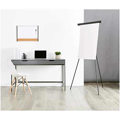 Amazon Basics High Boardroom Black Aluminum Flipchart Whiteboard and Display Easel Stand with Adjustable Height Telescope Tripod, Black, 37 x 18 x 28 Inches