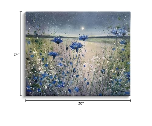 Stupell Industries Blooming Blue Flowers Night Moon Canvas Wall Art, Design by Jennifer Taylor Art