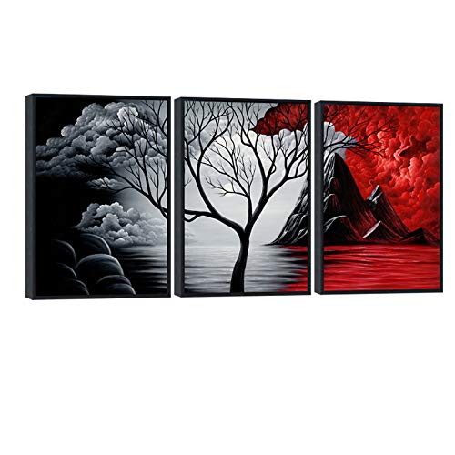 Wieco Art The Cloud Tree 3 Panels Modern Canvas Wall Art Prints Artwork Abstract Seascape Paintings Reproduction Sea Beach Pictures on Canvas for Home Decorations Wall Decor