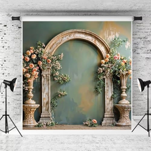 Kate Floral Arch Photography Backdrops Green Wall Background Fine Art Vintage Photo Background Studio Props,10x8ft