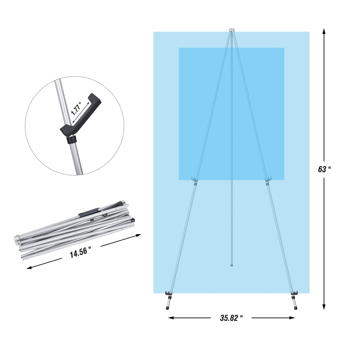 Portable Artist Easel Stand for Painting - Adjustable Height Painting Easel with Bag - Tabletop Art Easel for Painting Canvas Stand, Poster Stand & Wedding Signs Stand - Metal Tripod- 66 inches 2 Pack