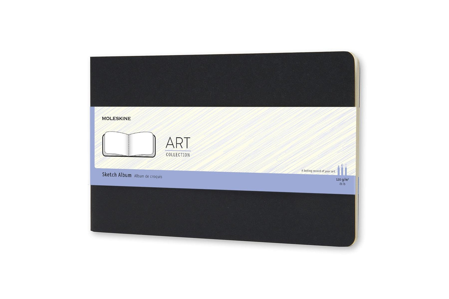 Moleskine Art Sketchbook, Hard Cover, Large (5" x 8.25") Plain/Blank, Black, 104 Pages