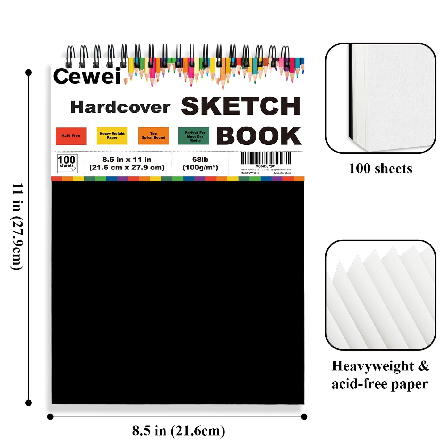 9" x 12" Sketch Book, Top Spiral Sketchbook, 100 Sheets Sketch Pad, (68 lb/100 GSM) Drawing Paper Pad, Drawing Notebook for Kids, Artist Sketchbook for Drawing, Illustration, Art Class Students.