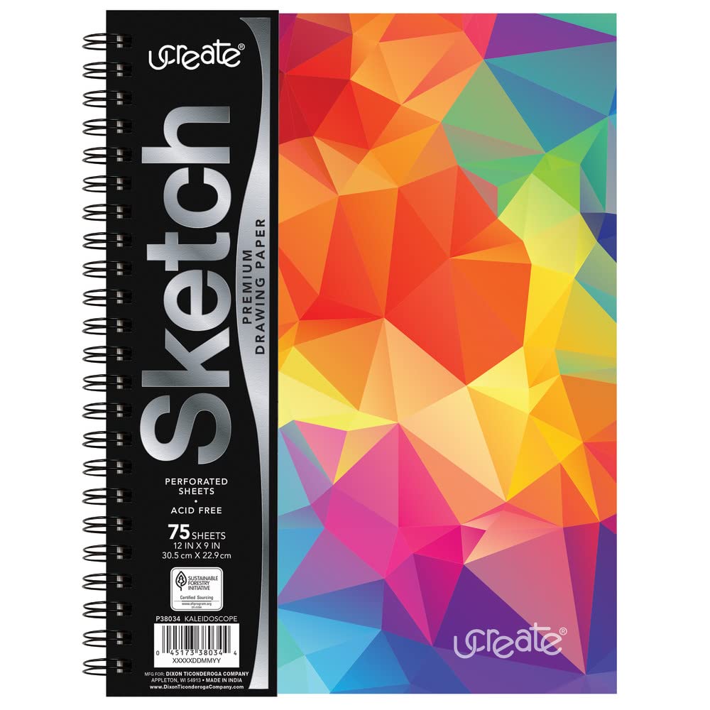 UCreate Poly Cover Sketch Book, Heavyweight, 6" x 9", Black, 75 Sheets