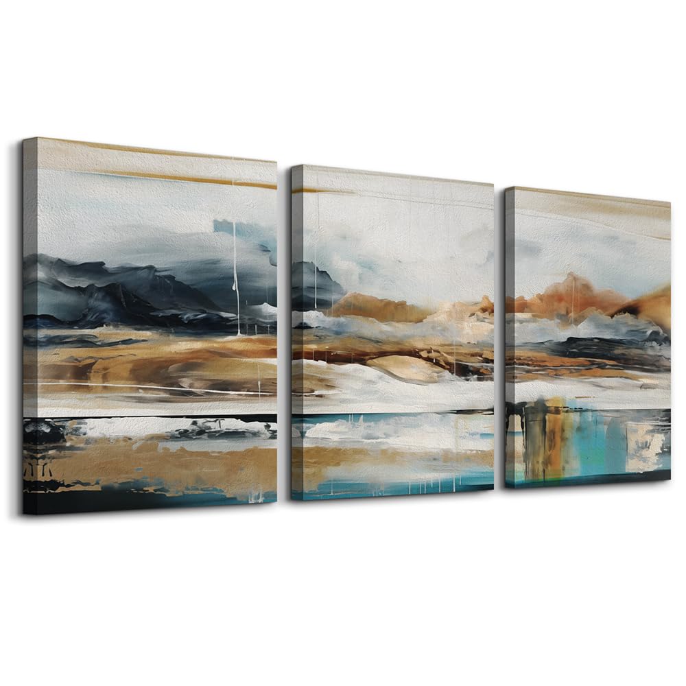 MHARTK66 3 Piece Framed Canvas Art Prints Wall Art for Living Room Modern Wall Decor for Bedroom Office Decor Abstract Mountain Forest Landscapes Ink Painting Ready to Hang Wall Pictures Home Decor