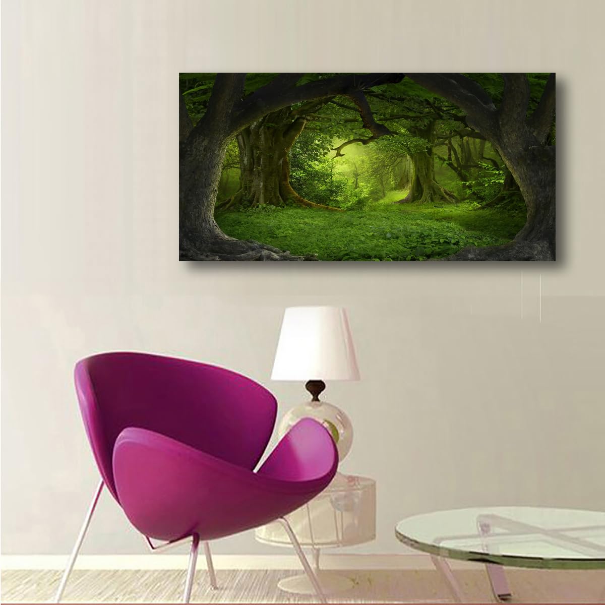 Tree of Life Wall Art Canvas Prints Natural Landscape Pictures Home Decor Green Forest Paintings for Living Room Bathroom Bedroom Kitchen Office Decorations 20x40 Wooden Framed Artwork Easy Hanging