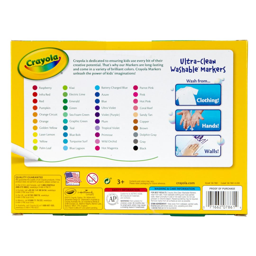 Crayola Ultra Clean Fine Line Washable Markers (40ct), Colored Markers for Kids, Fine Tip, Arts Supplies, Gifts & Stocking Stuffers, 3+