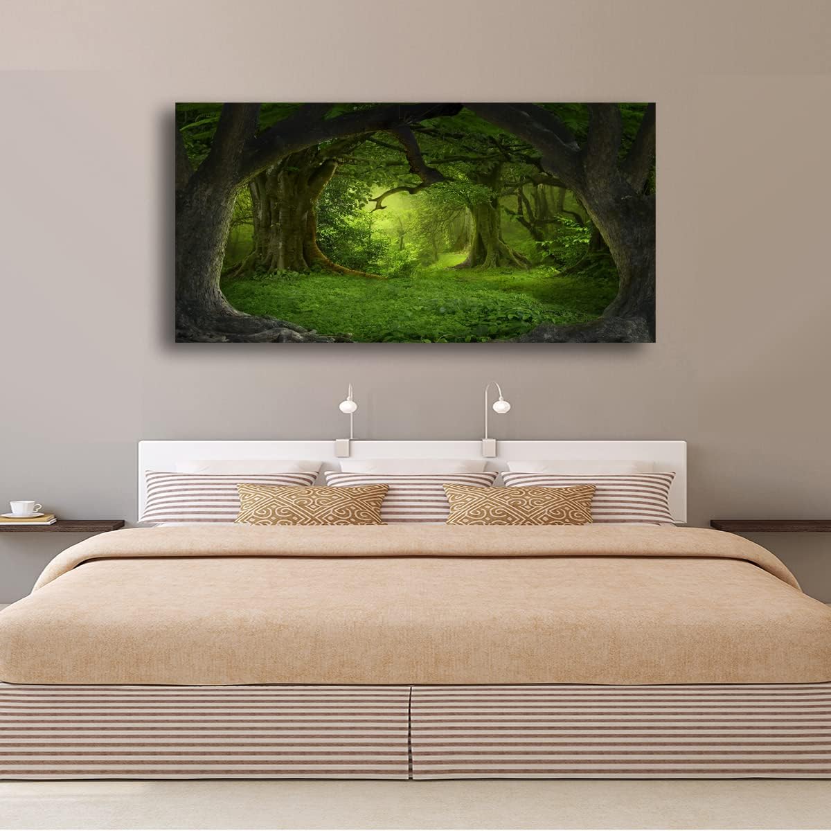 Tree of Life Wall Art Canvas Prints Natural Landscape Pictures Home Decor Green Forest Paintings for Living Room Bathroom Bedroom Kitchen Office Decorations 20x40 Wooden Framed Artwork Easy Hanging