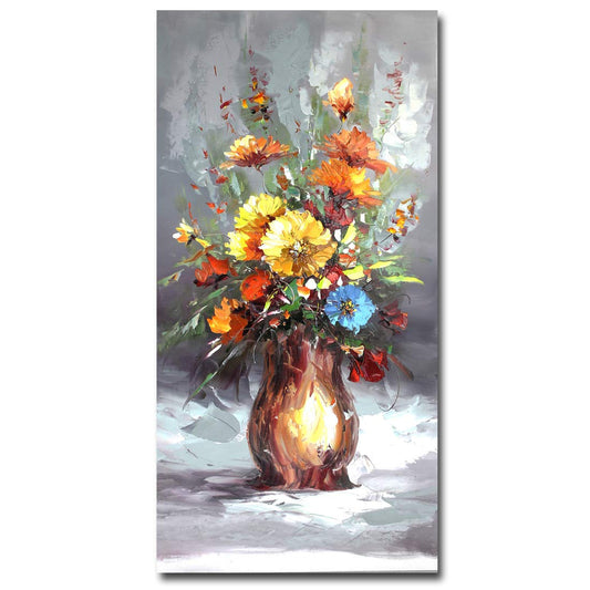 Muzagroo Art Modern Art Flowers Oil Painting Hand Painted on Canvas Wall Art for Living Room Decor (16x32in)