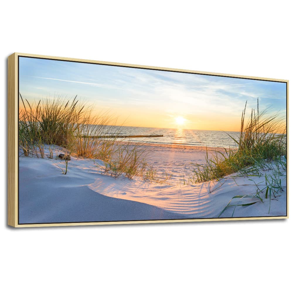 Wall Decorations For Living Room Large Canvas Wall Art For Bedroom Modern Fashion Office Wall Decor Pictures Wall Artwork Blue Sun Beach Grass Ocean Landscape Paintings Canvas Art Prints Home Decor