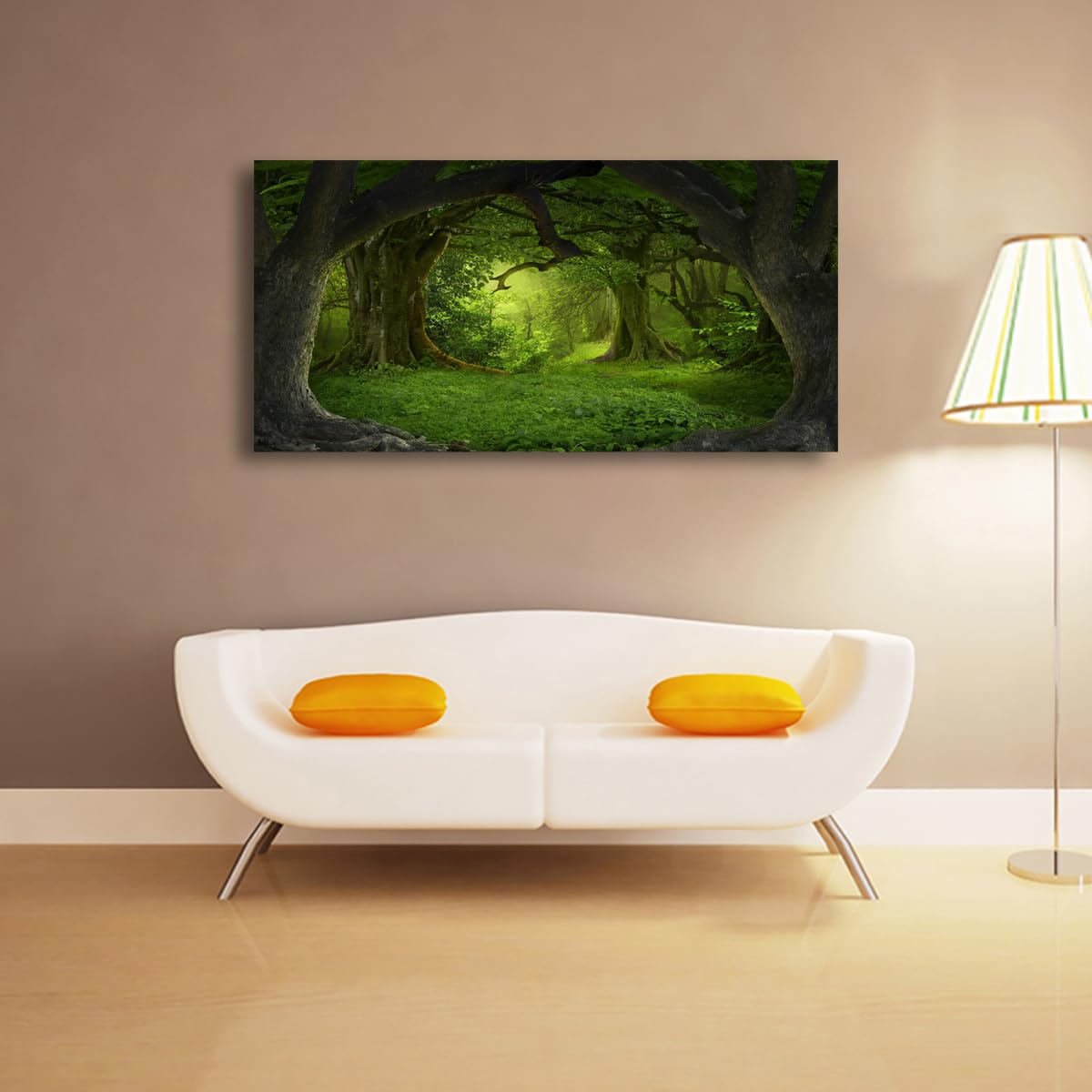 Tree of Life Wall Art Canvas Prints Natural Landscape Pictures Home Decor Green Forest Paintings for Living Room Bathroom Bedroom Kitchen Office Decorations 20x40 Wooden Framed Artwork Easy Hanging