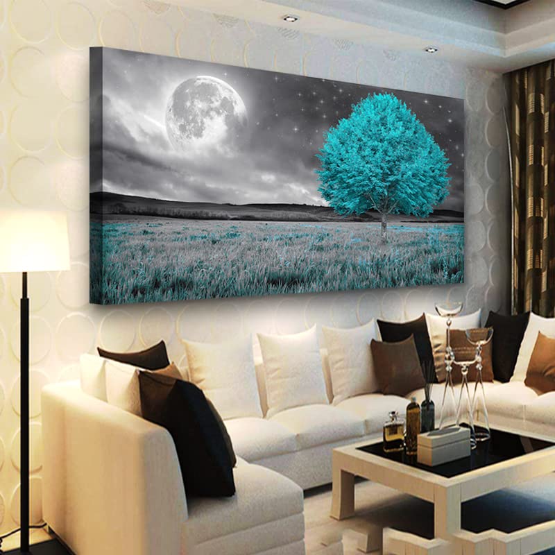 Tree of Life Wall Art Canvas Prints Natural Landscape Pictures Home Decor Green Forest Paintings for Living Room Bathroom Bedroom Kitchen Office Decorations 20x40 Wooden Framed Artwork Easy Hanging