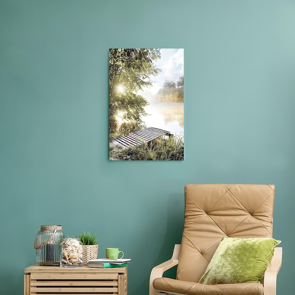 Lake Canvas Wall Art Picture: Sunset Landscape Painting Print Artwork Vertical Nature Scenery Decor for Living Room Bedroom