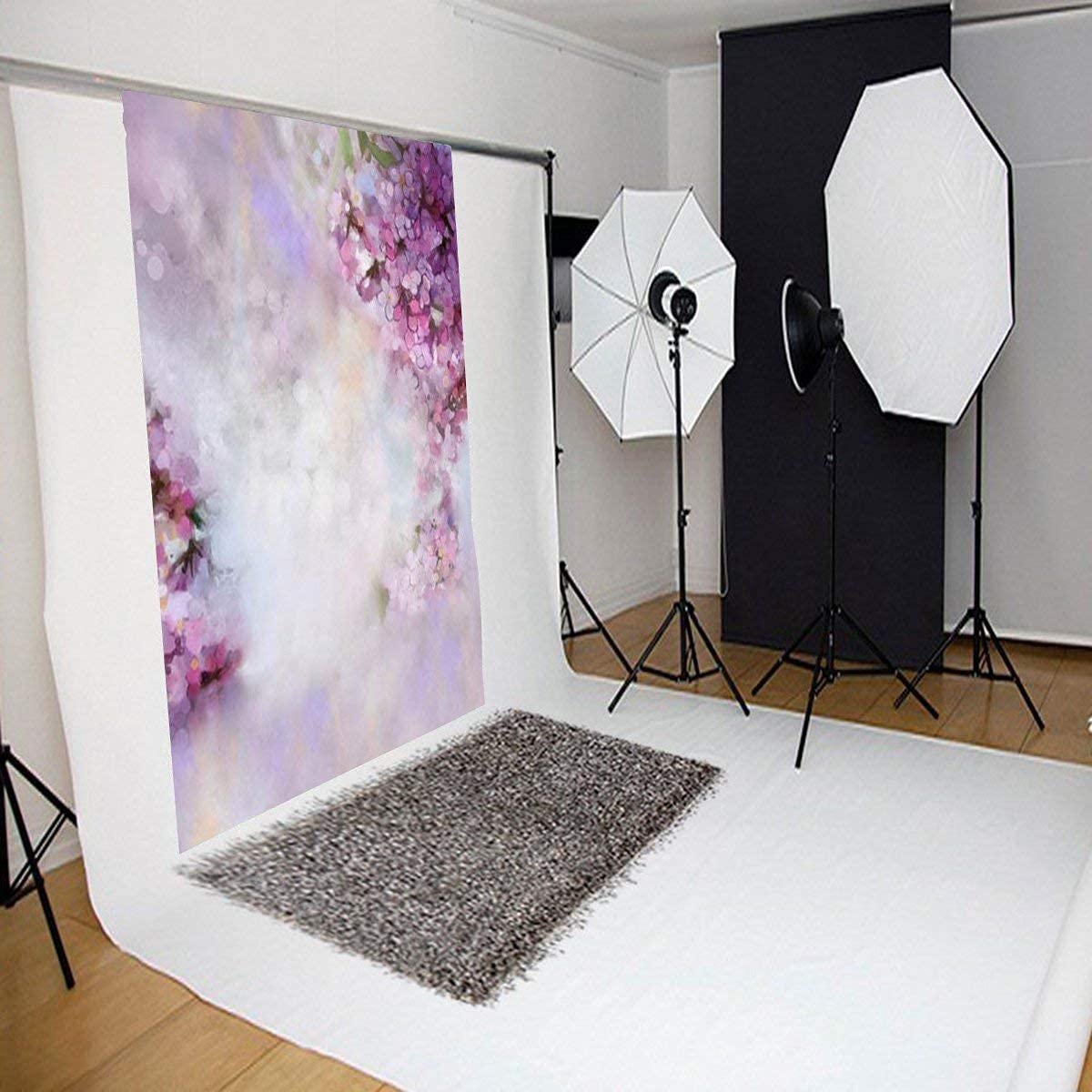 Laeacco Floral Background 5x7ft Oil Painting Watercolor Drawing Wall Flowers Photography Background Light Blooming Spring Cherry Blossoms Abstract Photo Studio Backdrop Bokeh Children Photos