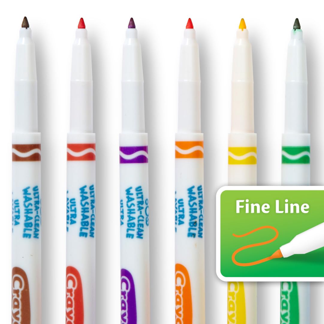 Crayola Ultra Clean Fine Line Washable Markers (40ct), Colored Markers for Kids, Fine Tip, Arts Supplies, Gifts & Stocking Stuffers, 3+