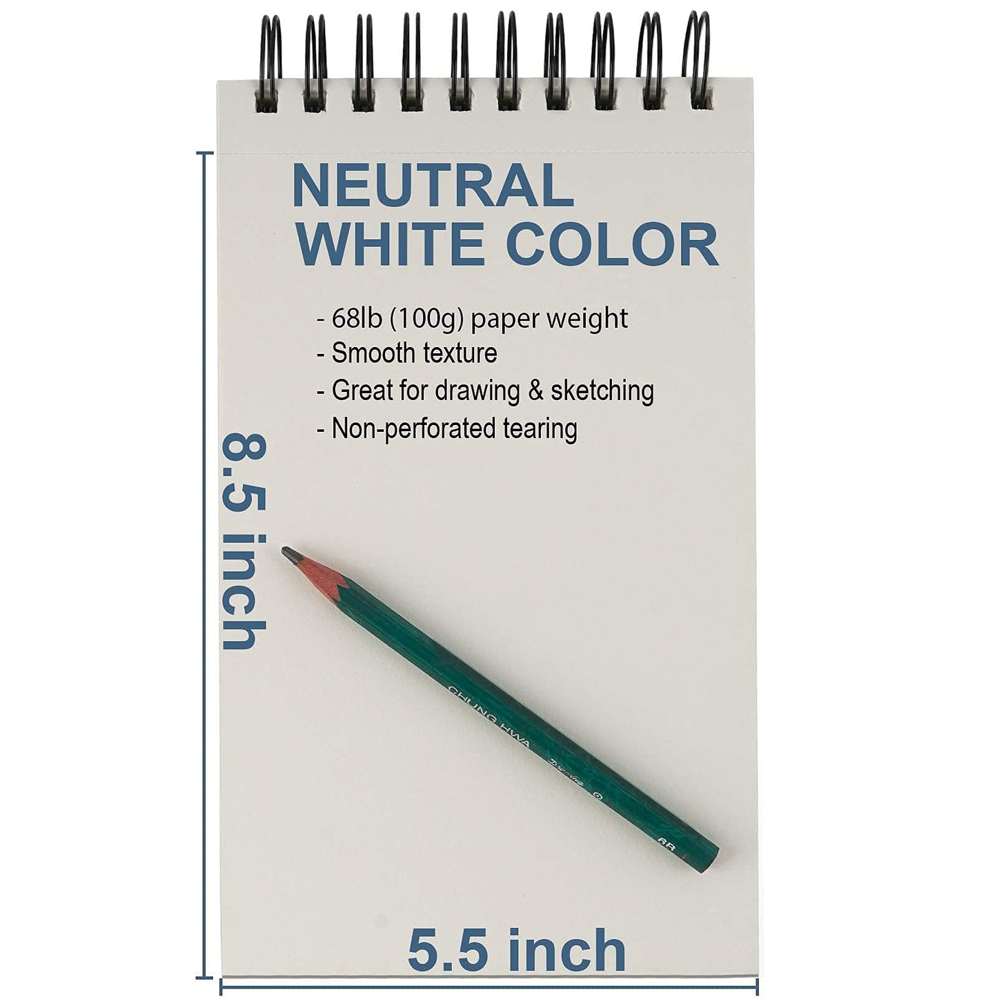 5.5" x 8.5" Sketchbook Set, Top Spiral Bound Sketch Pad, 2 Packs 100-Sheets Each (68lb/100gsm), Acid Free Art Sketch Book Artistic Drawing Painting Writing Paper for Beginners Artists