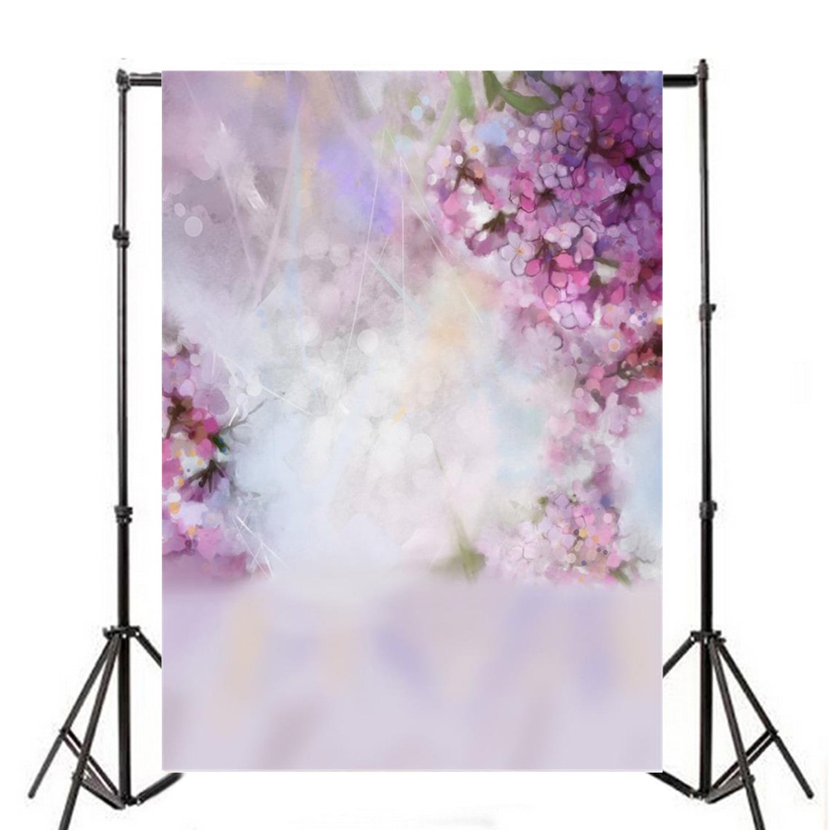 Laeacco Floral Background 5x7ft Oil Painting Watercolor Drawing Wall Flowers Photography Background Light Blooming Spring Cherry Blossoms Abstract Photo Studio Backdrop Bokeh Children Photos