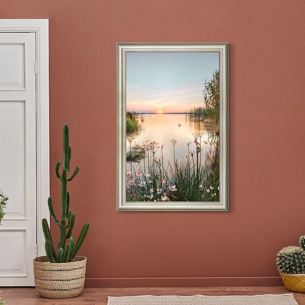 Lake Canvas Wall Art Picture: Sunset Landscape Painting Print Artwork Vertical Nature Scenery Decor for Living Room Bedroom