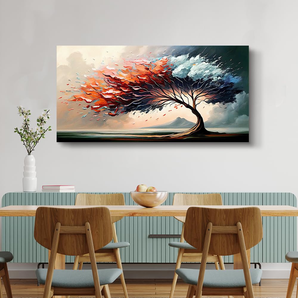 MHARTK66 Wall Decorations For Living Room Canvas Wall Art For Bedroom Office Decor Abstract Tree Landscape Wall Paintings Framed Prints Pictures Artwork Ready To Hang Hotel Room Home Decor 20x40 In