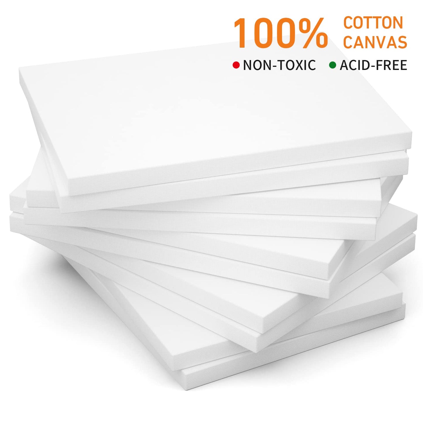 GOTIDEAL Stretched Canvas, Multi Pack 4x4, 5x7, 8x10,9x12, 11x14 Set of 10, Primed White - 100% Cotton Artist Canvas Boards for Painting, Acrylic Pouring, Oil Paint Dry & Wet Art Media