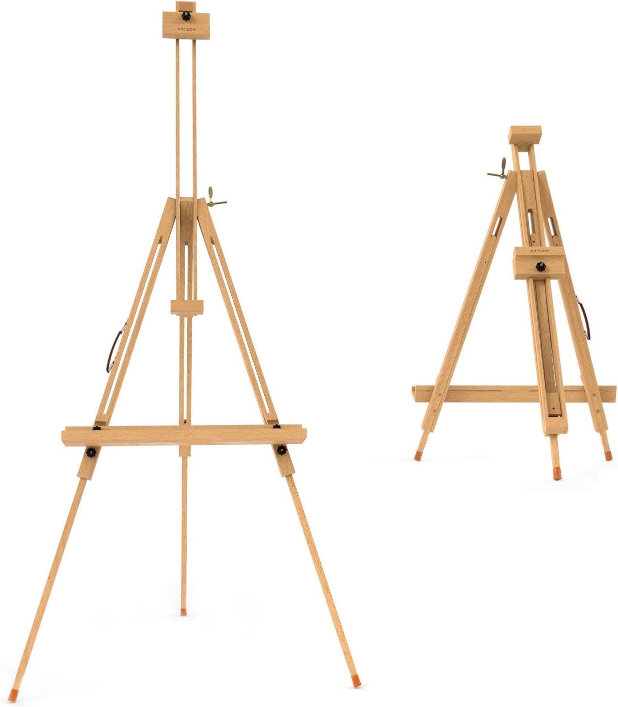 ARTEZA Easel Stand 37.4x39.4x78.3", Tripod Beechwood Display Stand with Steel Fittings for Painting & Displaying Artwork