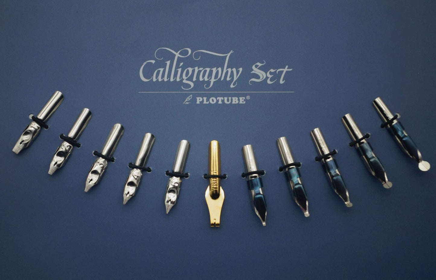 Calligraphy Pen Set – Includes Wooden Dip Pen, Antique Brass Holder, 11 Nibs, 7 Colors Ink Bottles and Beginner's Manual