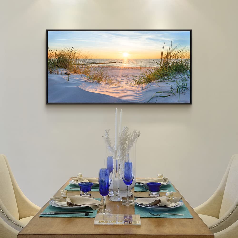 Wall Decorations For Living Room Large Canvas Wall Art For Bedroom Modern Fashion Office Wall Decor Pictures Wall Artwork Blue Sun Beach Grass Ocean Landscape Paintings Canvas Art Prints Home Decor