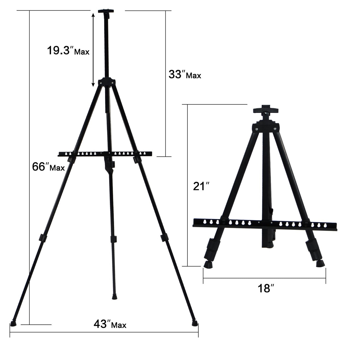 Portable Artist Easel Stand for Painting - Adjustable Height Painting Easel with Bag - Tabletop Art Easel for Painting Canvas Stand, Poster Stand & Wedding Signs Stand - Metal Tripod- 66 inches 2 Pack