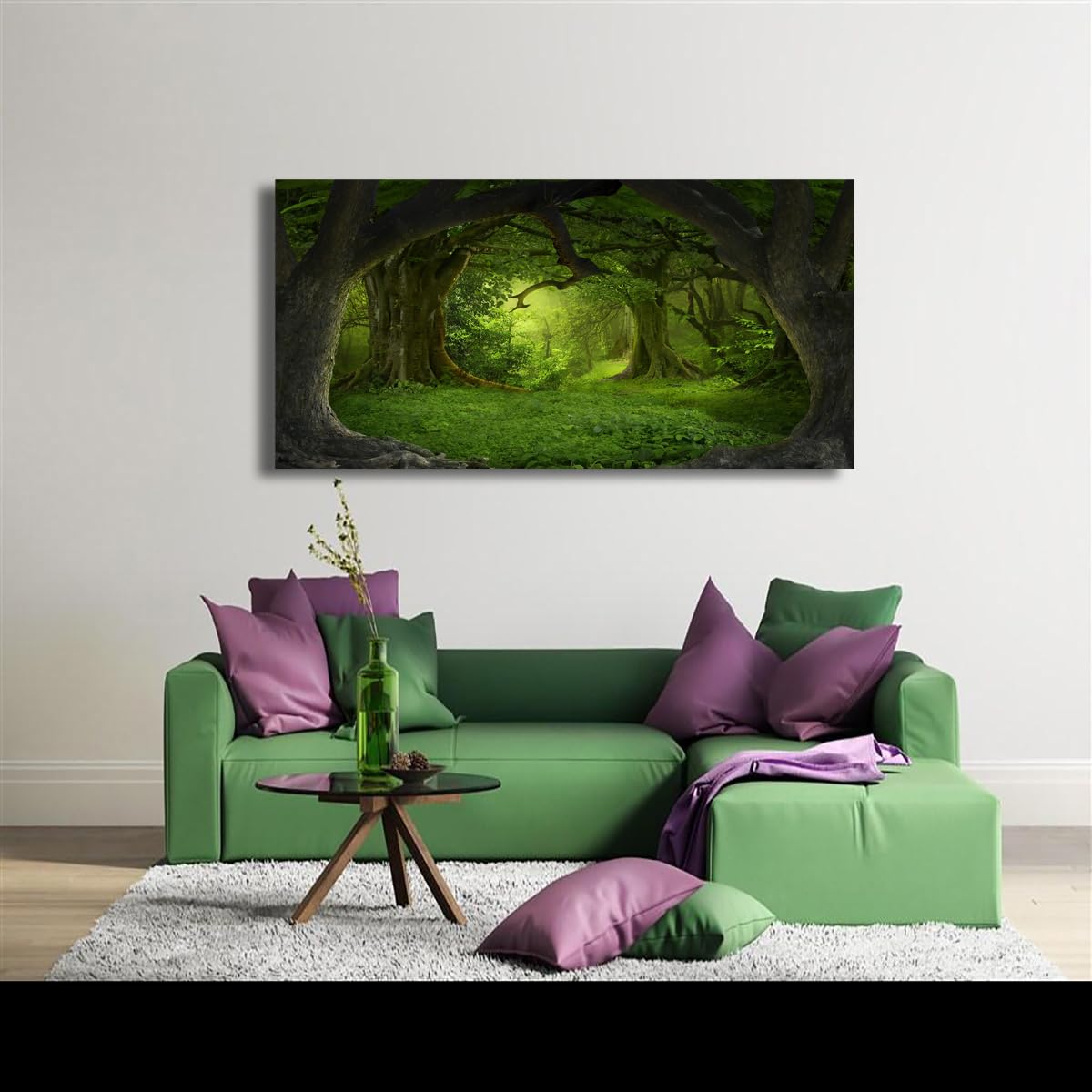 Tree of Life Wall Art Canvas Prints Natural Landscape Pictures Home Decor Green Forest Paintings for Living Room Bathroom Bedroom Kitchen Office Decorations 20x40 Wooden Framed Artwork Easy Hanging