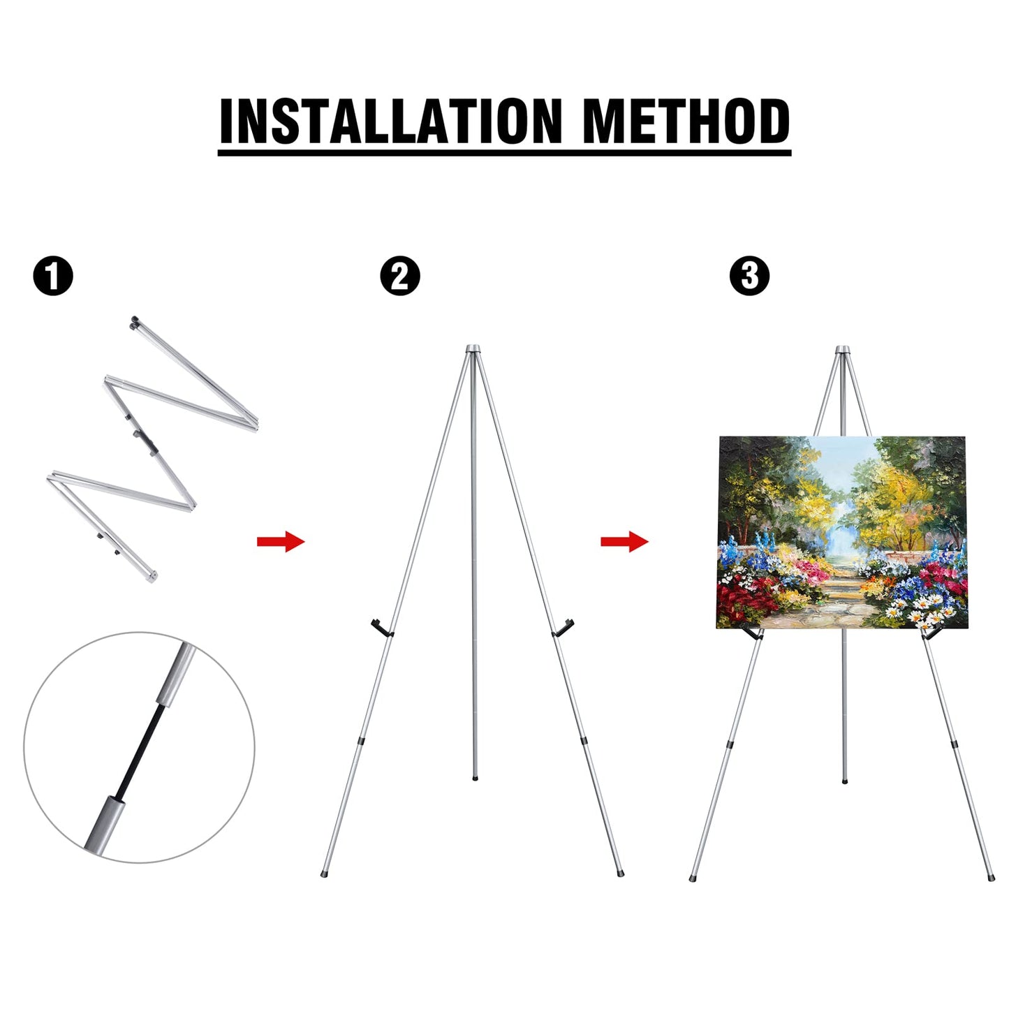 Portable Artist Easel Stand for Painting - Adjustable Height Painting Easel with Bag - Tabletop Art Easel for Painting Canvas Stand, Poster Stand & Wedding Signs Stand - Metal Tripod- 66 inches 2 Pack