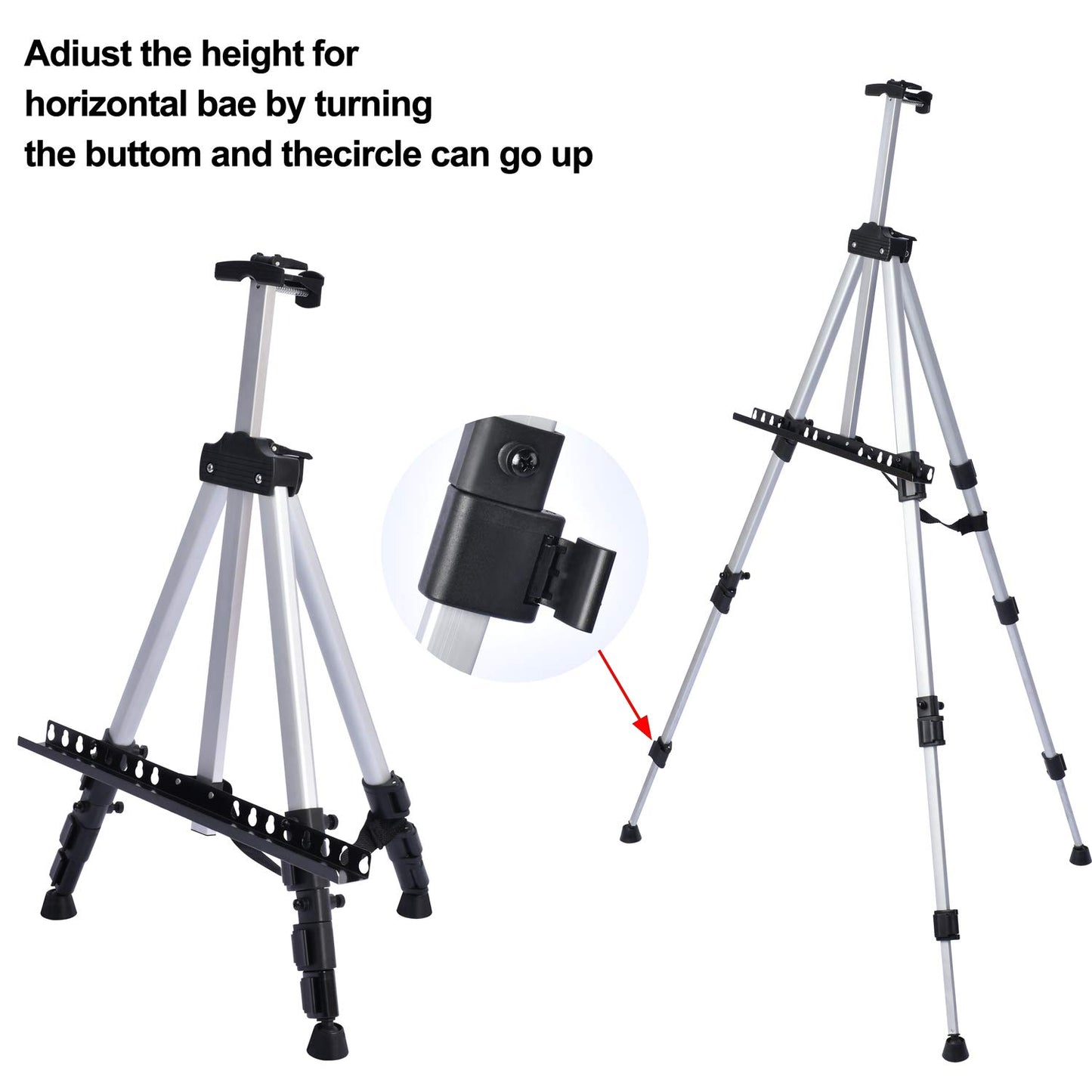 Portable Artist Easel Stand for Painting - Adjustable Height Painting Easel with Bag - Tabletop Art Easel for Painting Canvas Stand, Poster Stand & Wedding Signs Stand - Metal Tripod- 66 inches 2 Pack