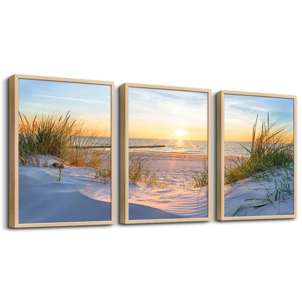 Wall Decorations For Living Room Large Canvas Wall Art For Bedroom Modern Fashion Office Wall Decor Pictures Wall Artwork Blue Sun Beach Grass Ocean Landscape Paintings Canvas Art Prints Home Decor