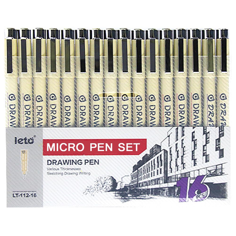 Muchcute Micro Fineliner Drawing Art Pens: 12 Black Fine Line Waterproof Ink Set Artist Supplies Archival Inking Markers Liner Sketch Outline Anime Gifts Manga Sketching Watercolor Zentangle Kit Stuff