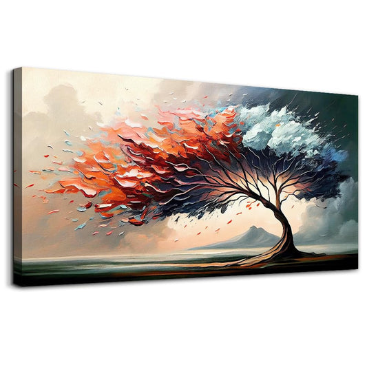 MHARTK66 Wall Decorations For Living Room Canvas Wall Art For Bedroom Office Decor Abstract Tree Landscape Wall Paintings Framed Prints Pictures Artwork Ready To Hang Hotel Room Home Decor 20x40 In