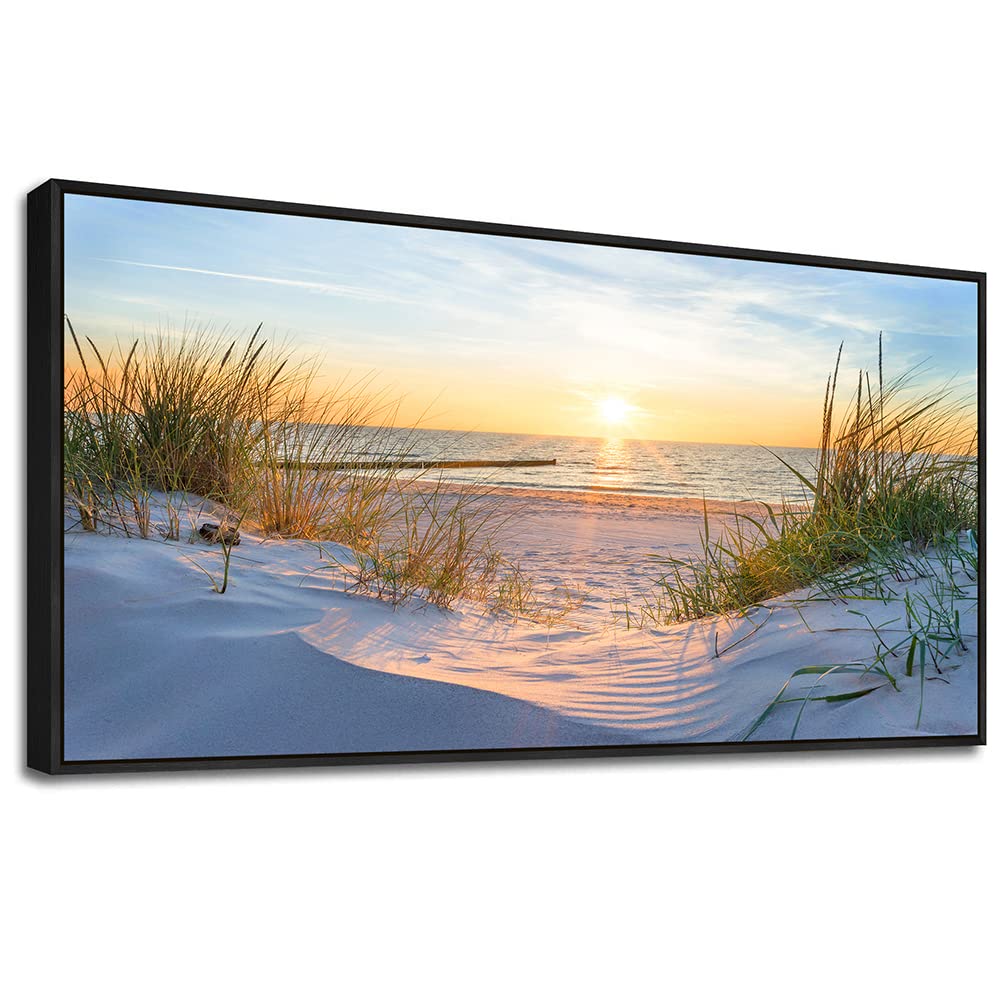 Wall Decorations For Living Room Large Canvas Wall Art For Bedroom Modern Fashion Office Wall Decor Pictures Wall Artwork Blue Sun Beach Grass Ocean Landscape Paintings Canvas Art Prints Home Decor