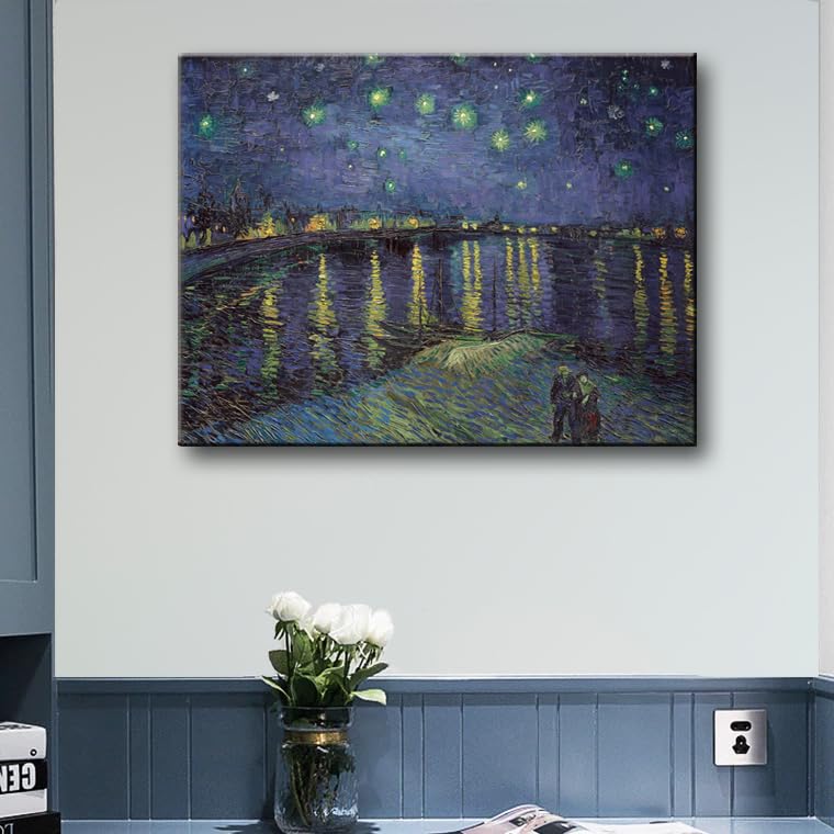 Vincent Van Gogh Canvas Wall Art Paintings, Famous Starry Night Picture Prints for Decor Classic Cafe Terrace At Night Artwork Reproduction Poster for Bedroom Living Room Office Decoration 12"x16"x3 Piece