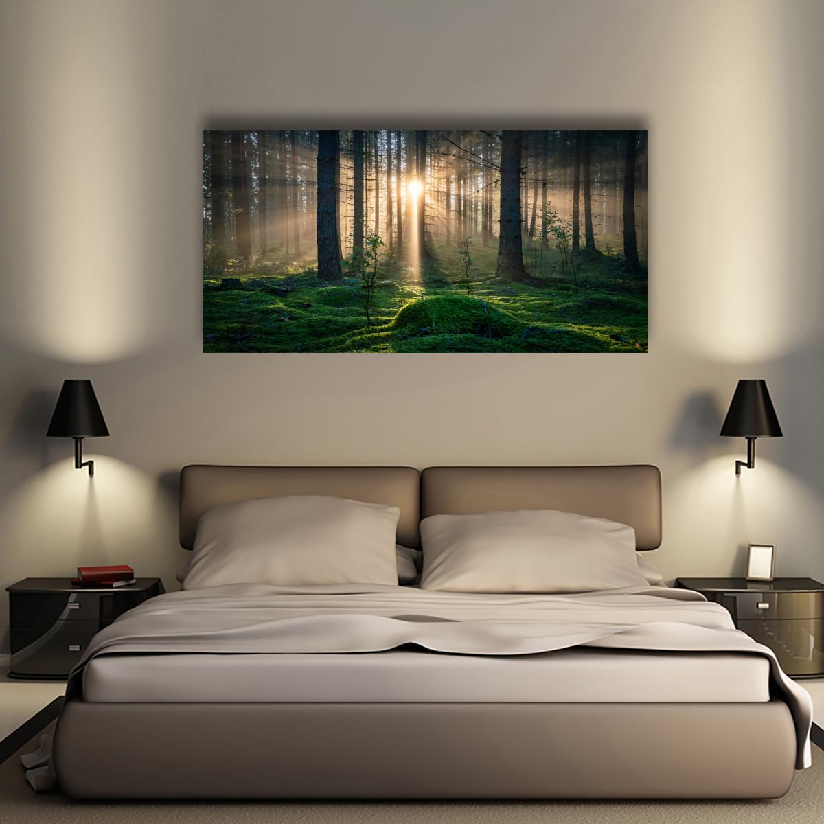 Tree of Life Wall Art Canvas Prints Natural Landscape Pictures Home Decor Green Forest Paintings for Living Room Bathroom Bedroom Kitchen Office Decorations 20x40 Wooden Framed Artwork Easy Hanging