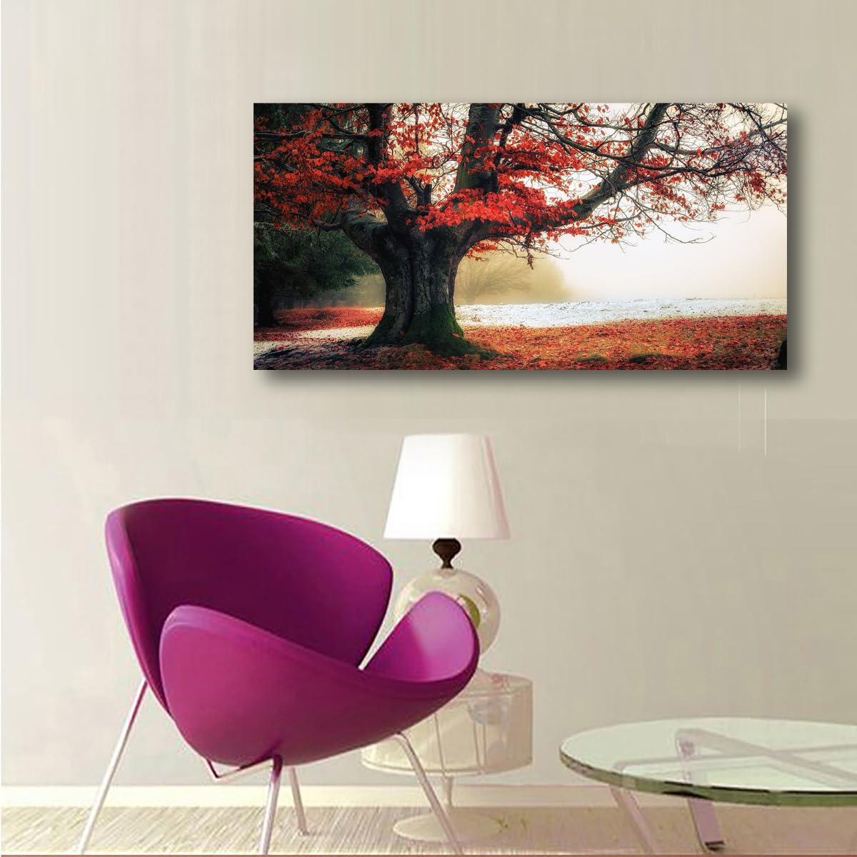 Tree of Life Wall Art Canvas Prints Natural Landscape Pictures Home Decor Colorful Forest Paintings for Living Room Bathroom Bedroom Kitchen Decorations 20x40 Wooden Framed Artwork Easy Hanging