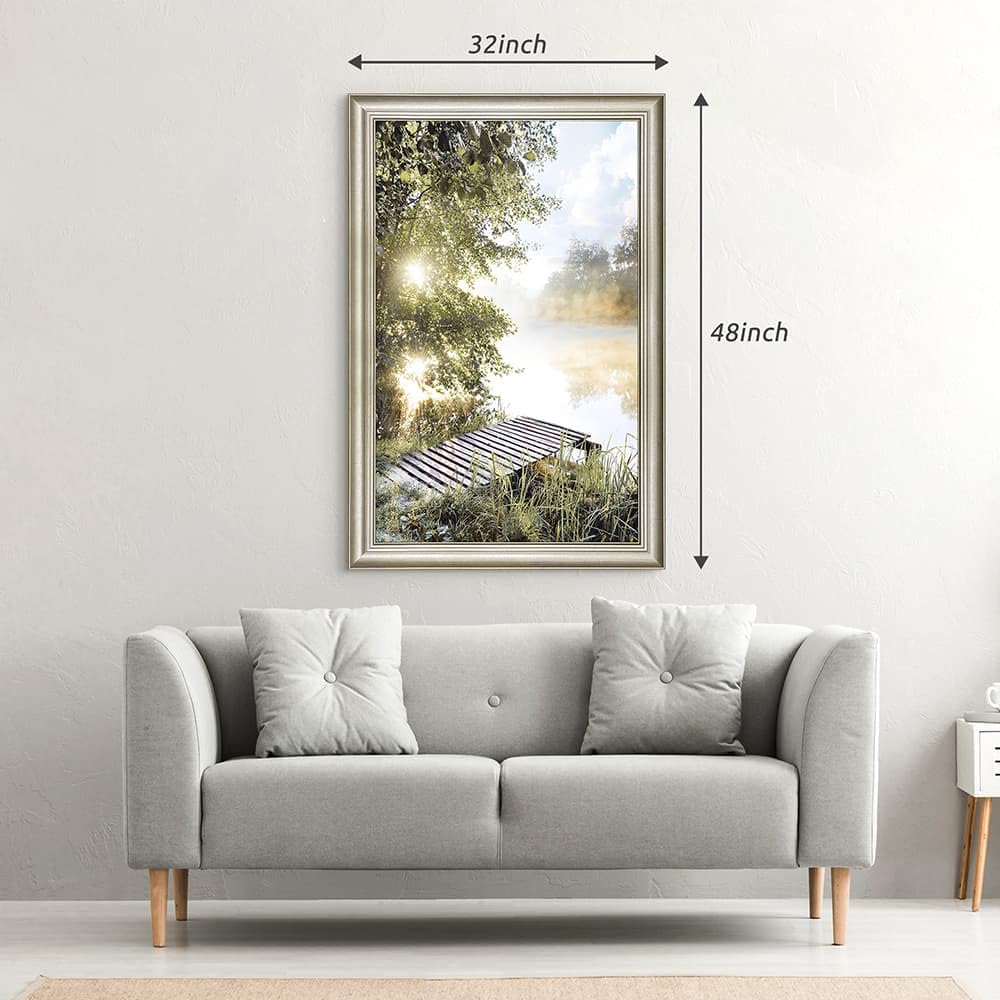 Lake Canvas Wall Art Picture: Sunset Landscape Painting Print Artwork Vertical Nature Scenery Decor for Living Room Bedroom