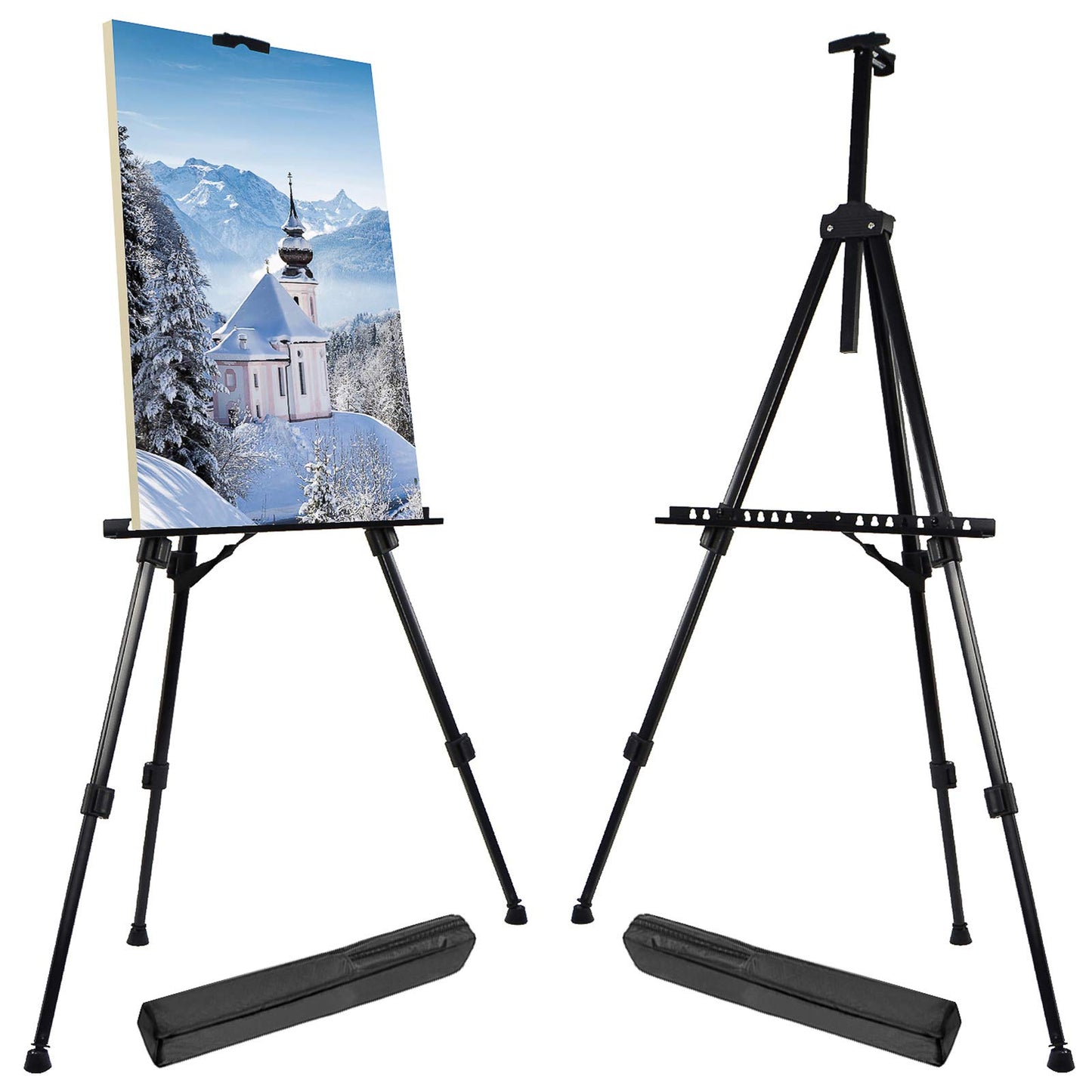 Portable Artist Easel Stand for Painting - Adjustable Height Painting Easel with Bag - Tabletop Art Easel for Painting Canvas Stand, Poster Stand & Wedding Signs Stand - Metal Tripod- 66 inches 2 Pack