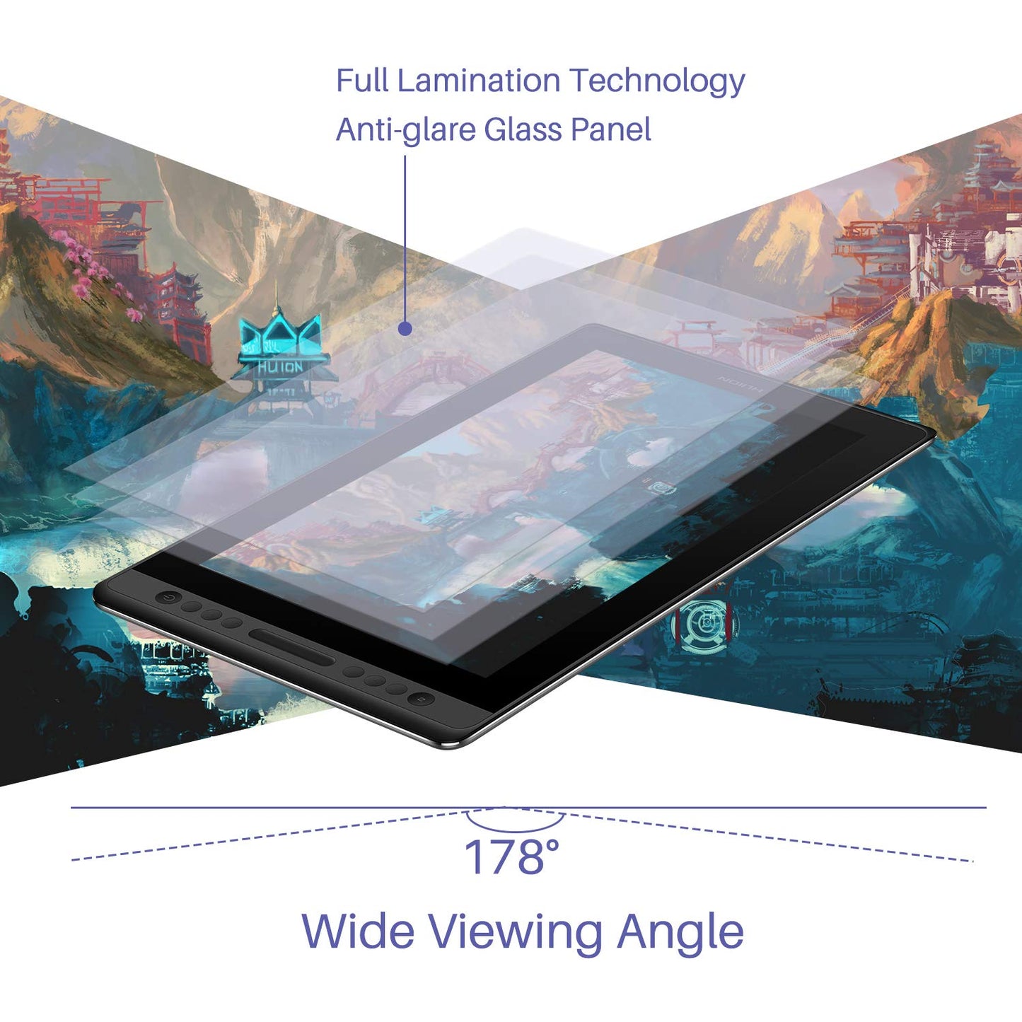 HUION KAMVAS Pro 16 Graphics Drawing Tablet with Screen Full-Laminated Graphics Monitor with Battery-Free Stylus Tilt 8192 Pen Pressure 6 Hot Keys Touch Bar - 15.6inch Graphic Tablet for PC/MAC/Linux