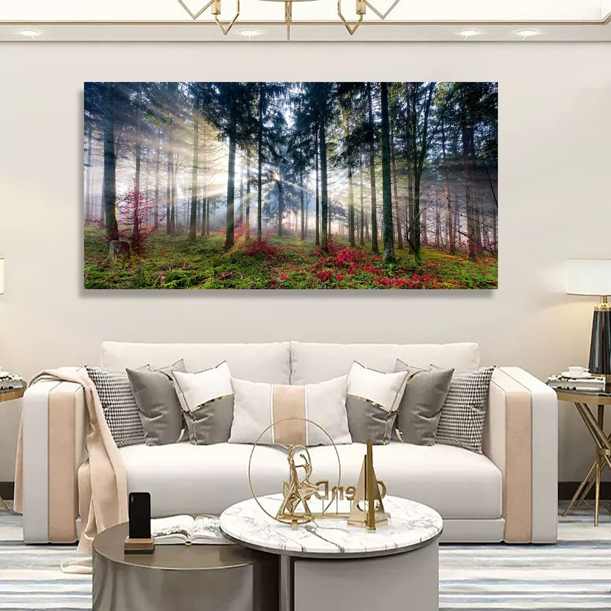 Tree of Life Wall Art Canvas Prints Natural Landscape Pictures Home Decor Colorful Forest Paintings for Living Room Bathroom Bedroom Kitchen Decorations 20x40 Wooden Framed Artwork Easy Hanging