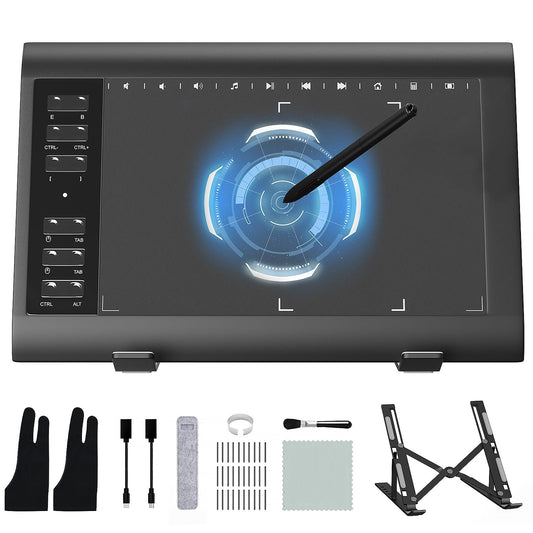 Drawing Tablet 10X6 Inch ienRon Digital Art Tablet with Battery-Free Pen 8192 Levels Stylus,12 Hot Keys,Good Gift for Graphics Tablet Compatible with Windows,Mac,Android for Drawing,Design, Teaching