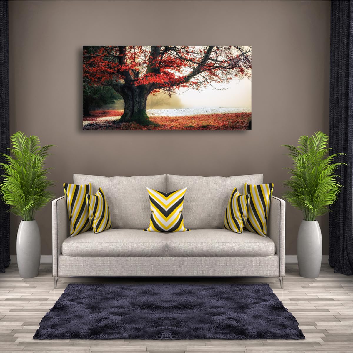 Tree of Life Wall Art Canvas Prints Natural Landscape Pictures Home Decor Colorful Forest Paintings for Living Room Bathroom Bedroom Kitchen Decorations 20x40 Wooden Framed Artwork Easy Hanging