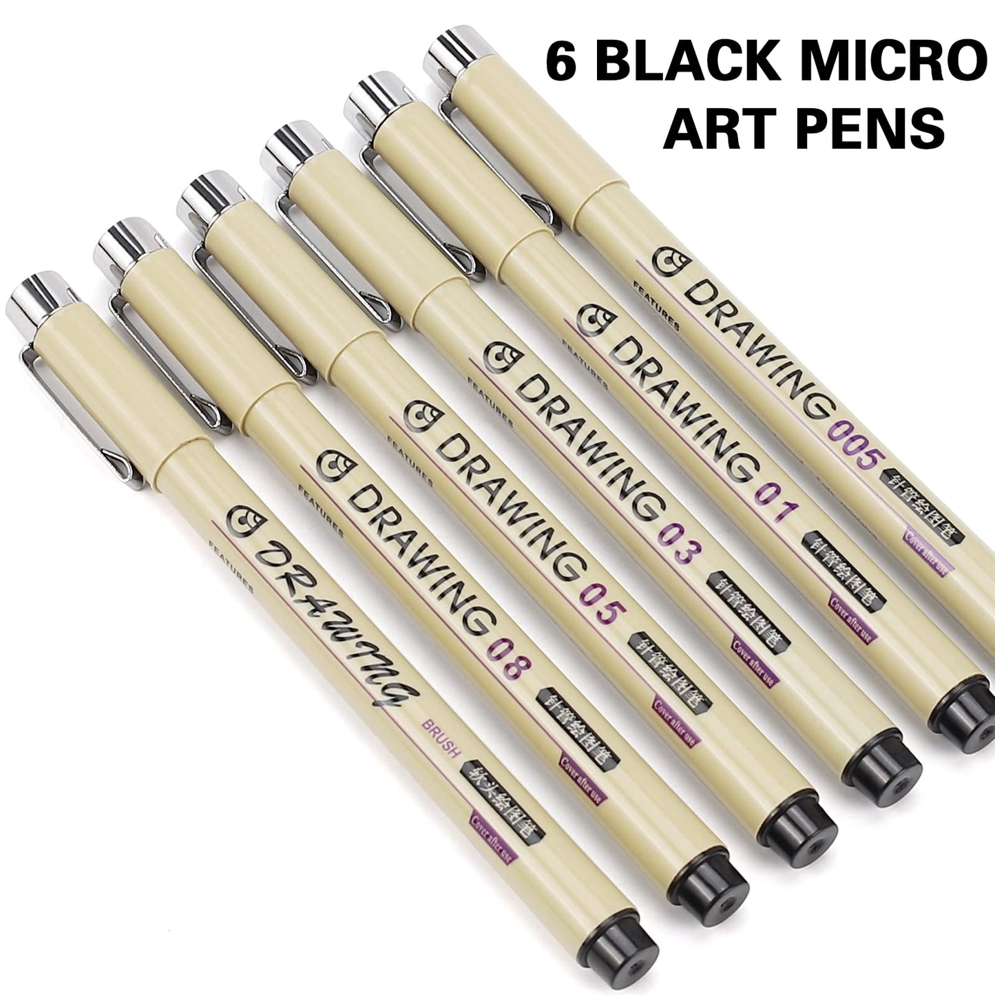 Muchcute Micro Fineliner Drawing Art Pens: 12 Black Fine Line Waterproof Ink Set Artist Supplies Archival Inking Markers Liner Sketch Outline Anime Gifts Manga Sketching Watercolor Zentangle Kit Stuff