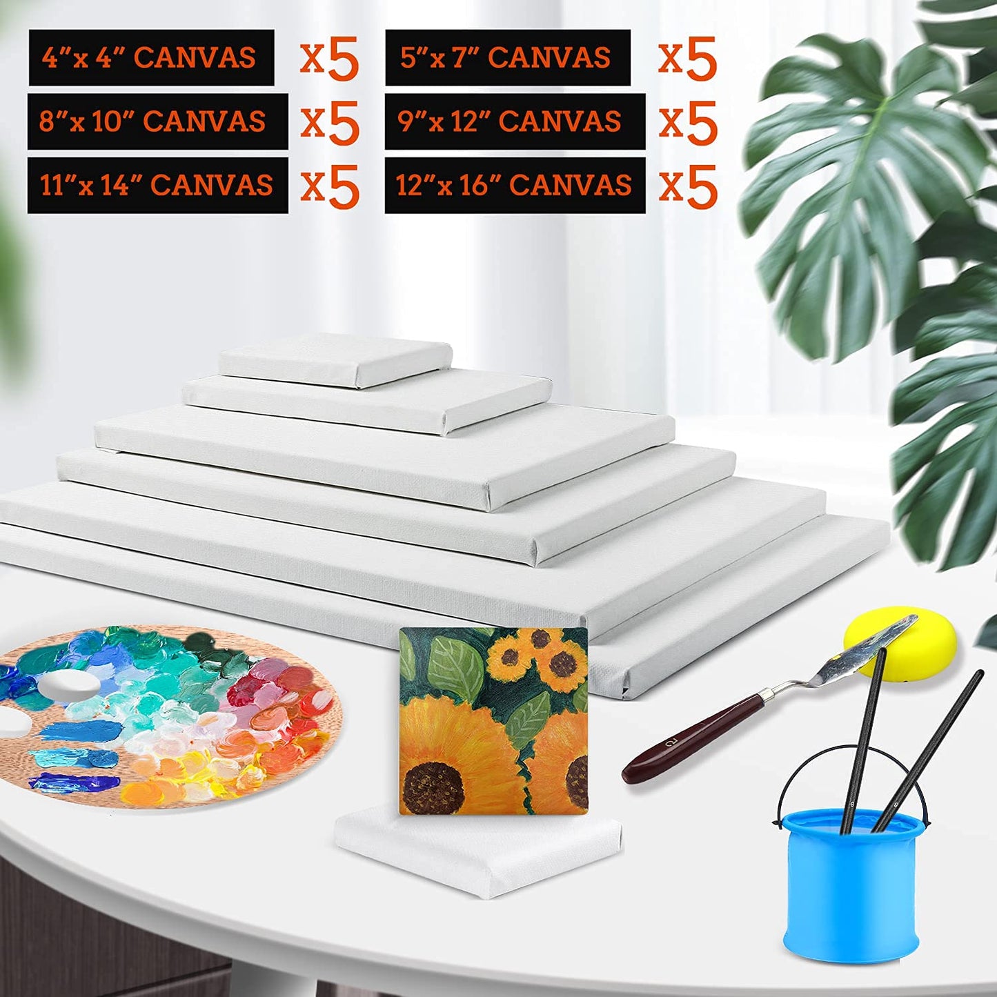 30 Pack Canvases for Painting with 4x4, 5x7, 8x10, 9x12, 11x14, 12x16, Painting Canvas for Oil & Acrylic Paint