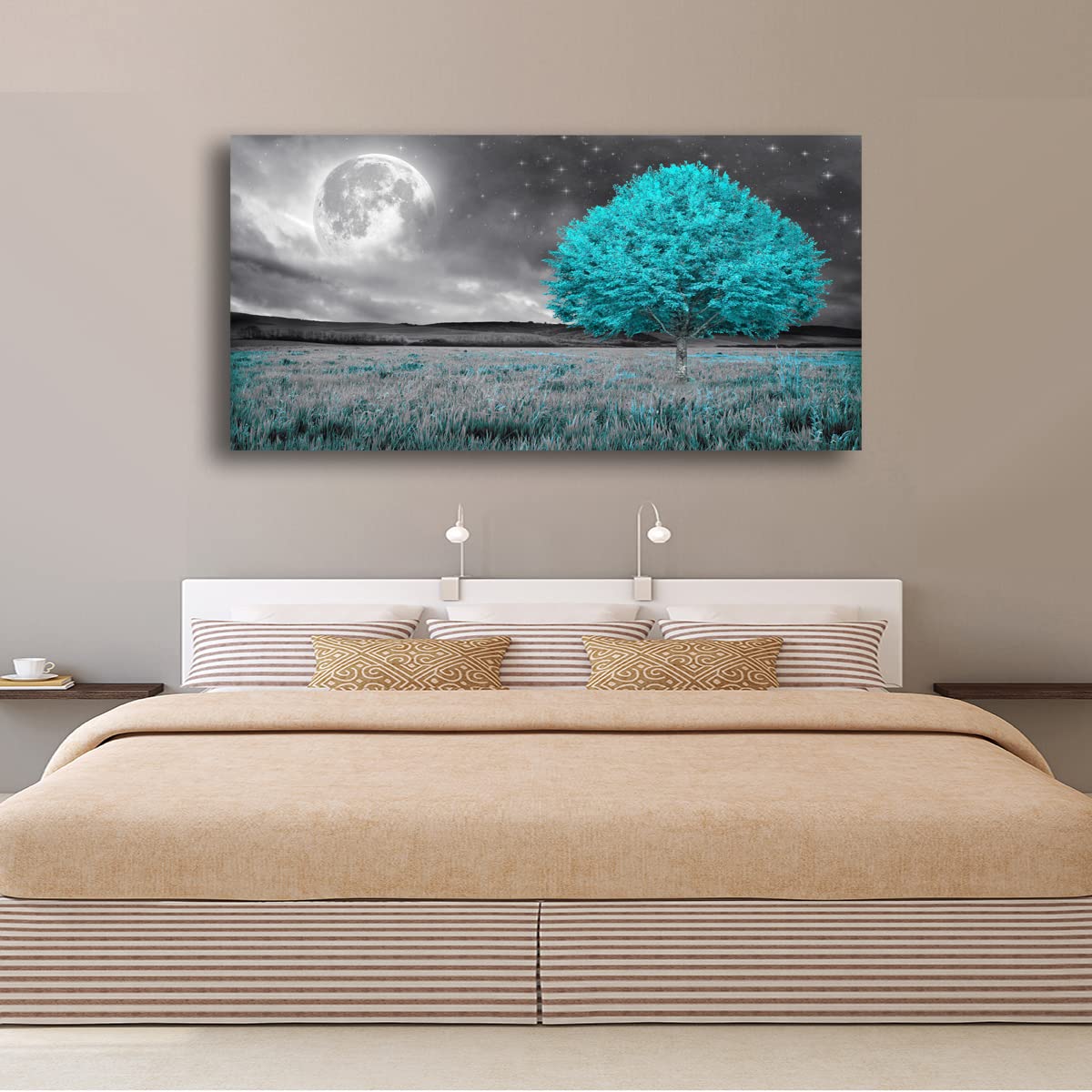 Tree of Life Wall Art Canvas Prints Natural Landscape Pictures Home Decor Green Forest Paintings for Living Room Bathroom Bedroom Kitchen Office Decorations 20x40 Wooden Framed Artwork Easy Hanging