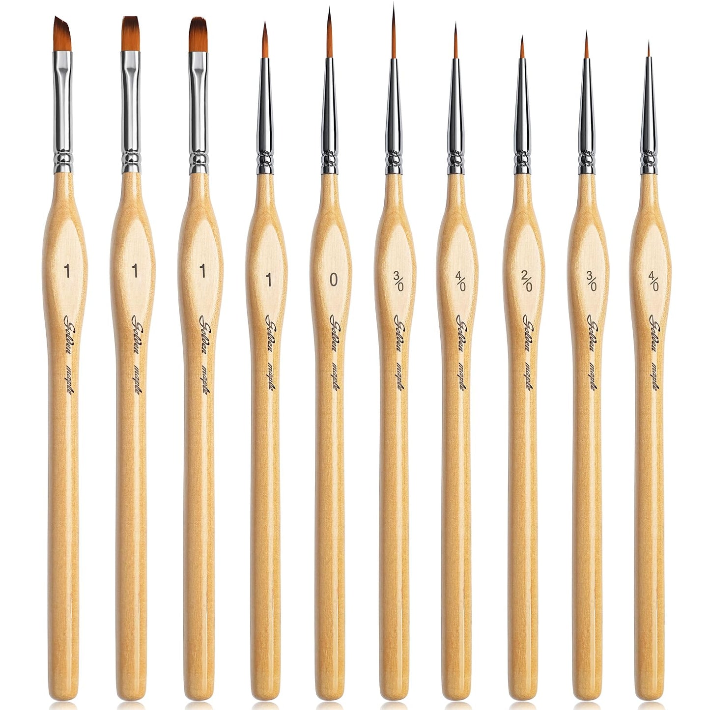 Golden Maple Detail Paint Brushes Set 10pcs Miniature Brushes for Fine Detailing & Art Painting - Acrylic, Watercolor, Oil, Models, 40k