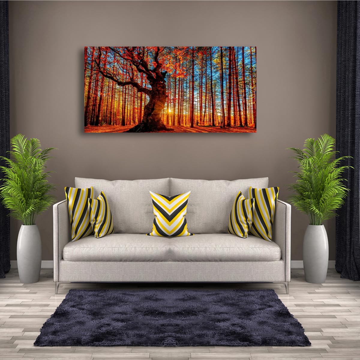 Tree of Life Wall Art Canvas Prints Natural Landscape Pictures Home Decor Colorful Forest Paintings for Living Room Bathroom Bedroom Kitchen Decorations 20x40 Wooden Framed Artwork Easy Hanging